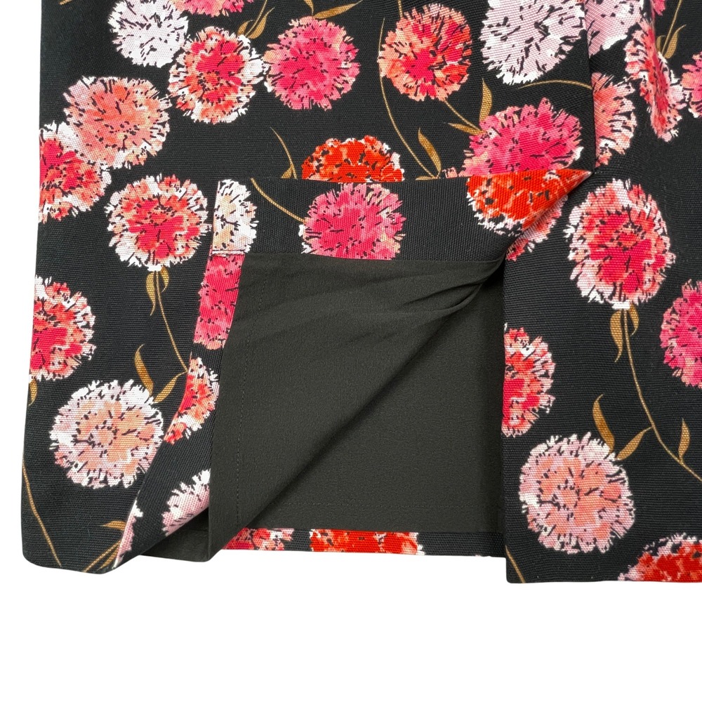 Talbots Womens 16 16W Black Pink Floral Canvas‎ Pencil Skirt Wedding Guest Work - Picture 8 of 11